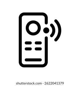 Vetor de controle remoto para operação e conveniência do dispositivo. Ilustração remota de mão. Conceito de comando sem fio para eletrônicos. Ícone de Linha