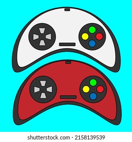 Remote control for video game. Joystick with vector cartoon face shape