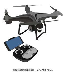 Ferngesteuerte Kamera-Drohne mit Controller, flache Vektorgrafik