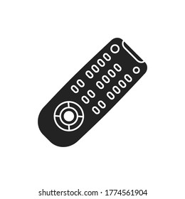 Remote-Controller-Symbol für schwarze Glyphe. Ein elektronisches Gerät, mit dem ein anderes Gerät aus der Ferne betrieben werden kann. Kanalumschaltung. Piktogramm für Webseiten, mobile App, Promo.