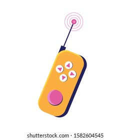 Remote controller for car, drone, fly and other devices and toys. Remote control panel with sticks and buttons. Vector illustration in flat style. Radio Control.