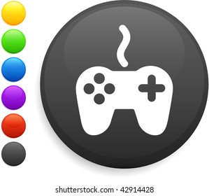 remote controller icon on round internet button original vector illustration 6 color versions included