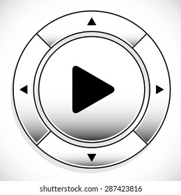 Remote controller's central buttons, multimedia buttons. Interface element.