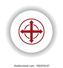 Remote controller's dial, red isolated white background