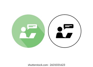 Iconos de Asistencia al cliente remota con la persona y el ordenador portátil, icono de reunión virtual, iconos de reunión en línea, icono de formación en línea