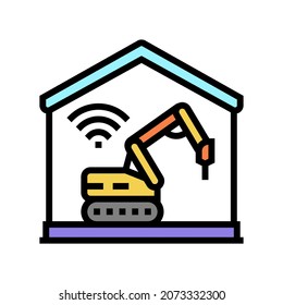 remote demolitions building color icon vector. remote demolitions building sign. isolated symbol illustration