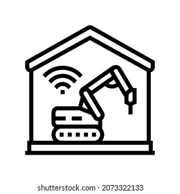 remote demolitions building line icon vector. remote demolitions building sign. isolated contour symbol black illustration