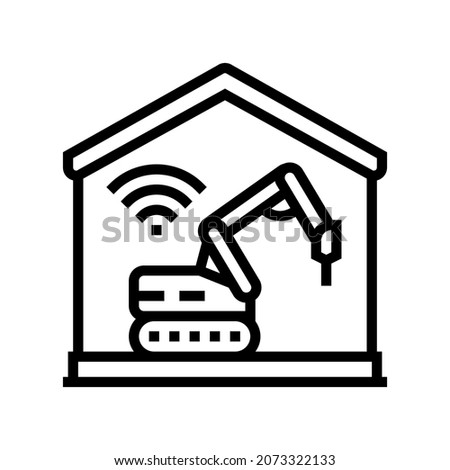 remote demolitions building line icon vector. remote demolitions building sign. isolated contour symbol black illustration