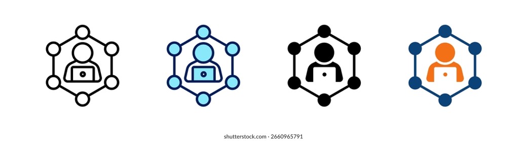 Remote-Design-Zusammenarbeit mit nur einem Symbol Multi Styles Vectorsatz