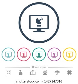 Remote desktop flat color icons in round outlines. 6 bonus icons included.