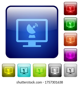 Remote desktop icons in rounded square color glossy button set
