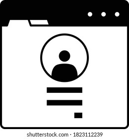Remote Desktop Screen Concept, Web Browser with Login Screen Protected Web Application Vector Glyph Icon Design, Data Center and Web Hosting Symbol on White background