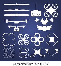 Remote Drones White Vector Symbols Set