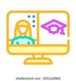 remote education video conference color icon vector. remote education video conference sign. isolated symbol illustration
