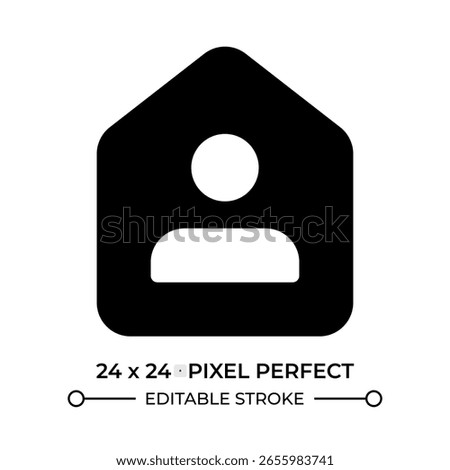 Remote employee glyph ui icon. Stay home, freelance. Private property, personal estate. Living house. Black solid silhouette symbol vector. User interface element isolated, pixel perfect