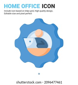 Remote employee icon vector with flat color style isolated on white background. Vector illustration work from home sign symbol icon concept for business, finance, industry, company, app and project