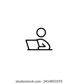 Remote Mitarbeiter Symbol Vektorgrafik mit Umriss-Stil einzeln auf weißem Hintergrund. Vektorgrafik-Arbeit vom Symbol-Symbol-Konzept für das Home-Symbol für Unternehmen, Finanzen, Industrie, Unternehmen, App und Projekt