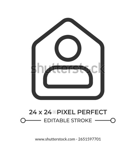 Remote employee line ui icon. Stay home, freelance. Private property, personal estate. Living house. Isolated vector outline symbol. Webdesign user interface element linear, pixel perfect