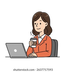 Remote Employee Taking Break Coffee Cup White Background Work From Home Wellness