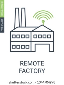 Remote Factory Icon with Editable Stroke and Outline style