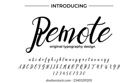 Remote Font Stylish brush painted an uppercase vector letters, alphabet, typeface