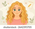 Remote freelance illustrator avatar smiling blonde woman