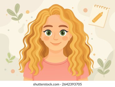Remote freelance ilustrador avatar sorrindo loira mulher