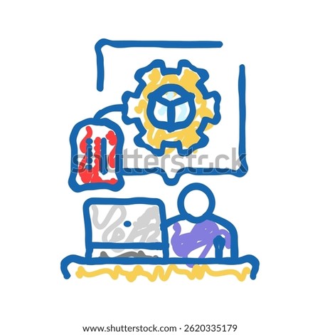 remote freelancing doodle icon sketch vector. remote freelancing sign. isolated symbol illustration