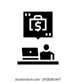 remote freelancing glyph icon vector. remote freelancing sign. isolated symbol illustration