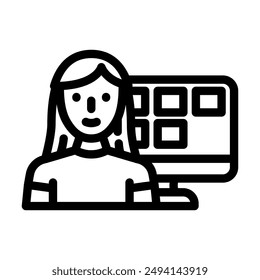 remote freelancing line icon vector. remote freelancing sign. isolated contour symbol black illustration