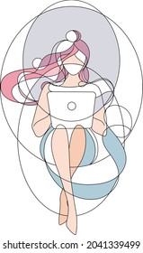 Remote Girl - vector illustration