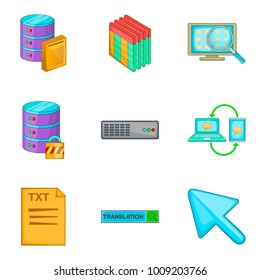 Remote hacking icons set. Cartoon set of 9 remote hacking vector icons for web isolated on white background