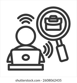 Remote Hiring Outline Icon Vector Illustration