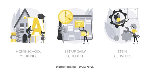 Remote home education abstract concept vector illustrations.