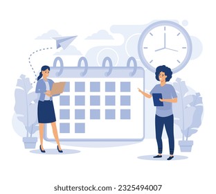 Remote home education,  set up daily schedule, quarantine learning daily routine, flat vector modern illustration