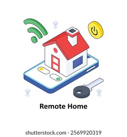 Remote Home isometric Colored illustration. EPS File stock illustration