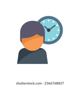 Remote hour clock icon flat vector. Office time. Home job isolated