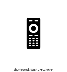 Icono remoto en glifo plano negro, estilo relleno aislado en fondo blanco