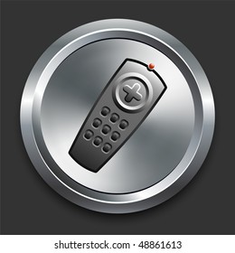 Remote Icon on Metal Internet Button Original Vector Illustration