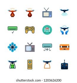 remote icon set. vector set about drone case, air conditioner, garage and drone icons set.