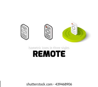 Remote icon, vector symbol in flat, outline and isometric style