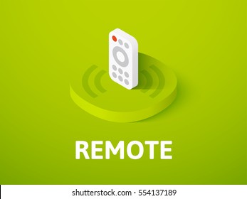 Remote icon, vector symbol in flat isometric style isolated on color background