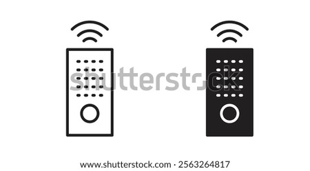 Remote icons in flat and line style set.