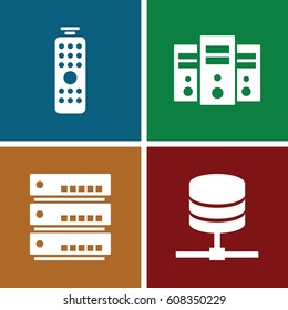 Remote icons set. set of 4 remote filled icons such as remote control