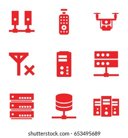 Remote icons set. set of 9 remote filled icons such as remote control, no signal, medical drone