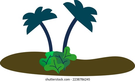 remote island. secluded beach. coconut tree. coastal land.