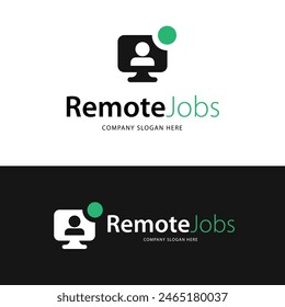 Remote job app or web logo design tech company logo vector template