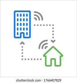 Remote job, home office, work from home. Connect. Vector line icon. Editable illustration. Pictogram. Colored.