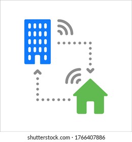 Remote job, home office, work from home. Vector line icon. Editable illustration. Pictogram. Fill, colored.