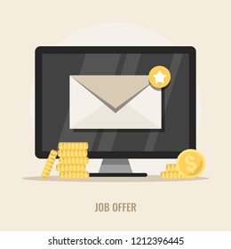 Remote job offer, flat design style illustration.